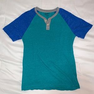 American Eagle Short Sleeve Shirt Teal Blue Medium